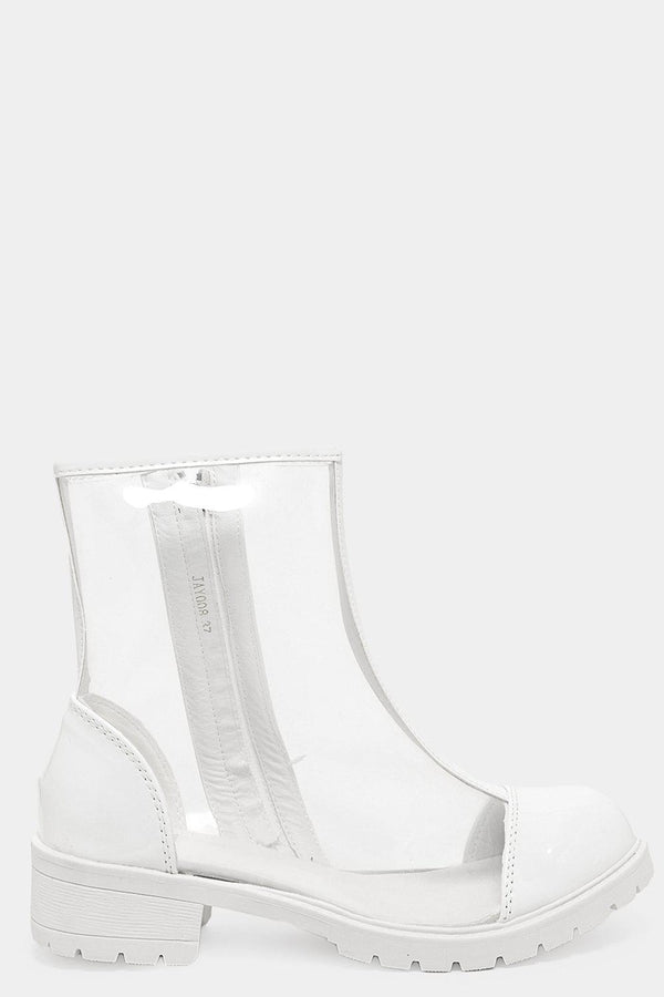 White Panels Perspex Ankle Boots - SinglePrice