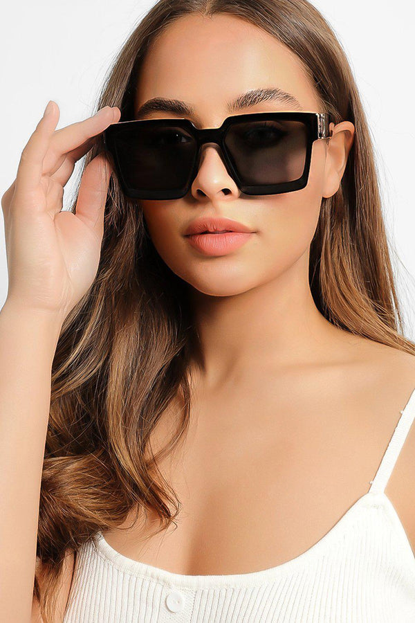 Black Square Frame Sunglasses-SinglePrice