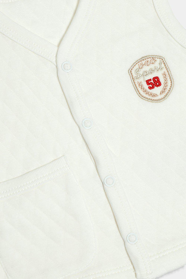 Cream Quilted Badge Detail Vest - SinglePrice