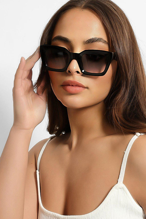 Black 80's Style Medium Cat's Eye Sunglasses-SinglePrice