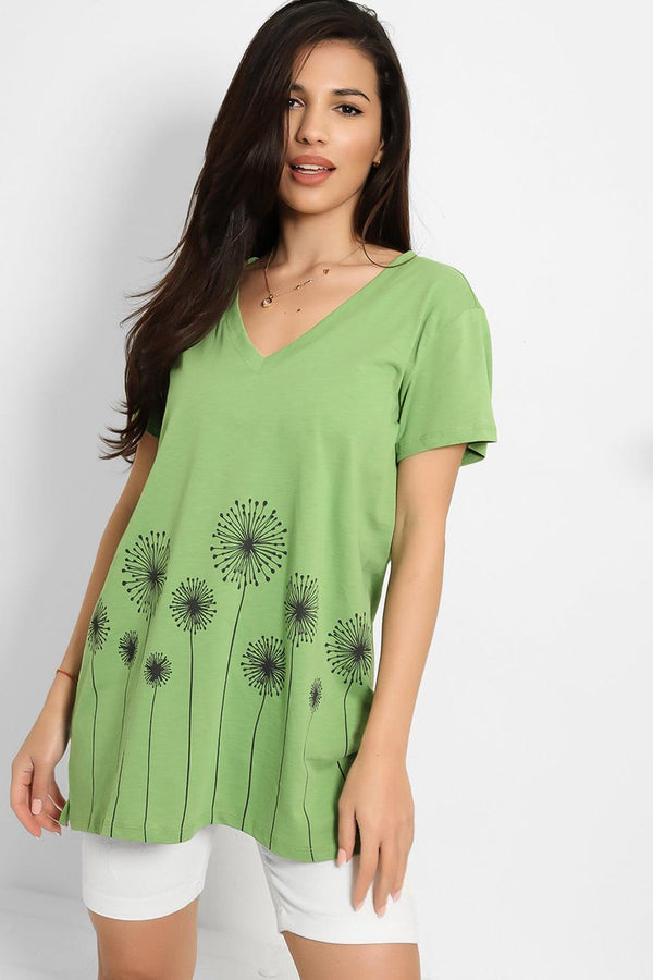 Dandelions Print Lighweight T-shirt-SinglePrice