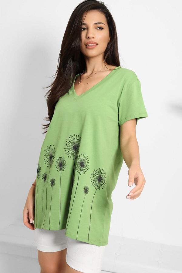 Dandelions Print Lighweight T-shirt-SinglePrice