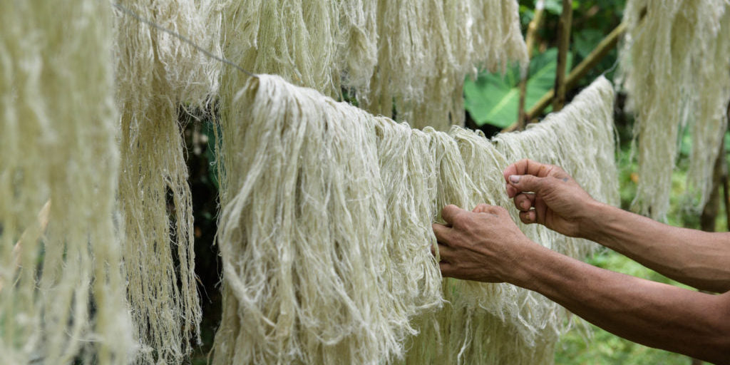 Natural fibers drying on a line