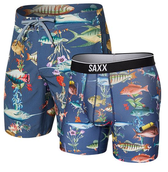 Betawave Swim Short and Volt Boxer Brief in Deep Dive Print
