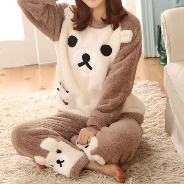 Fuzzy Flannel Pajama Sets Furry Soft Kawaii Cute Kawaii Babe 