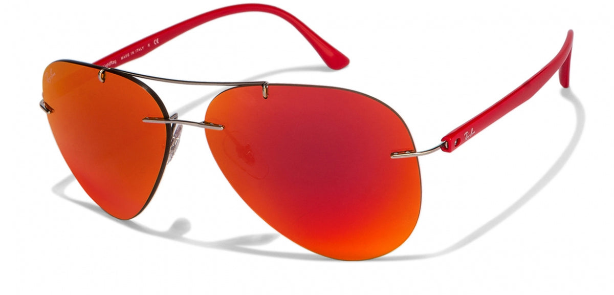 Ray Ban Orange Red Mirror Aviator Sunglasses Rb8058 1596q 59mm 1sale Deals