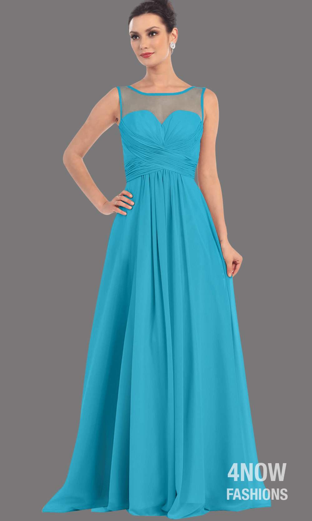 Yellow Long Illusion Neckline Dress