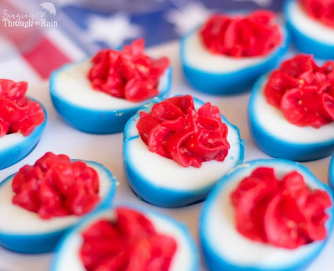 Red, White, and Blue Deviled Eggs