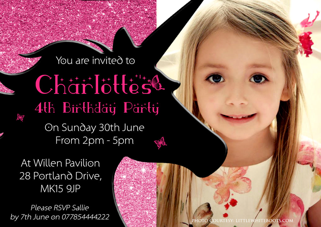 Unicorn Birthday Party Invitations Rainbow Yellowblossomdesignsltd 9907