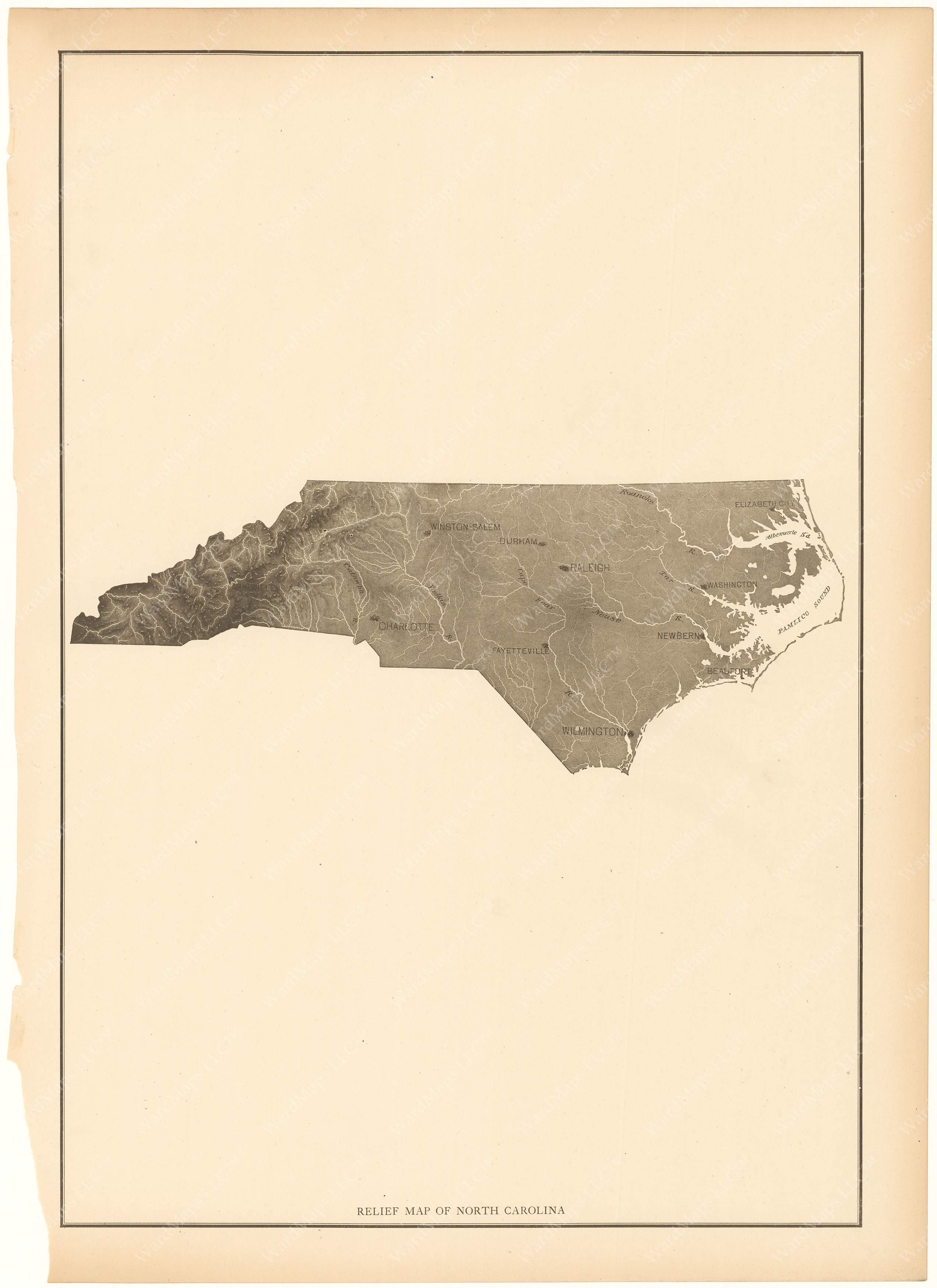 North Carolina 1912 Relief Map WardMaps LLC