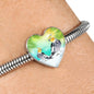 Cockatiel Parrot Art Print Heart Charm Steel Bracelet