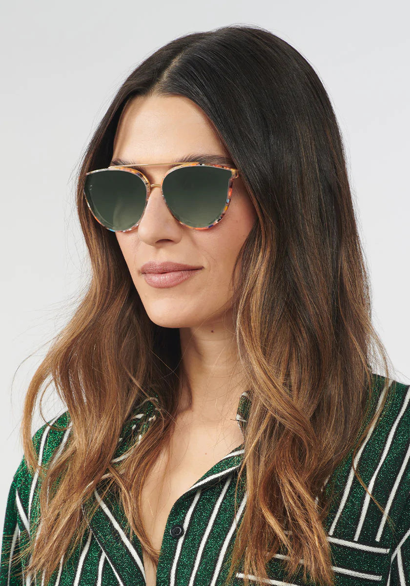 CLIO NYLON | Doubloon 24K Mirrored Handcrafted, Custom Mardi Gras Acetate KREWE Sunglasses womens model