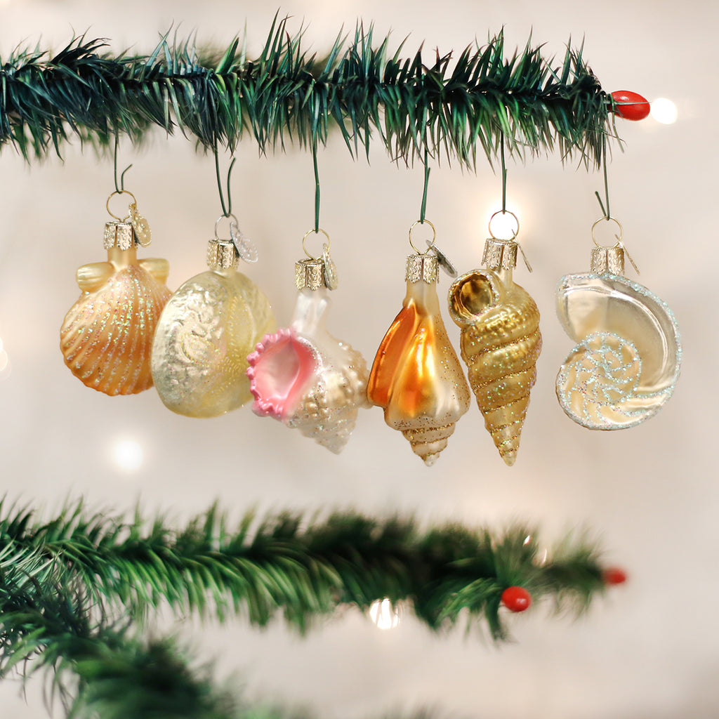 Set Of Five Handmade Seashell Christmas Ornaments Sea Shell Beach Ornament 