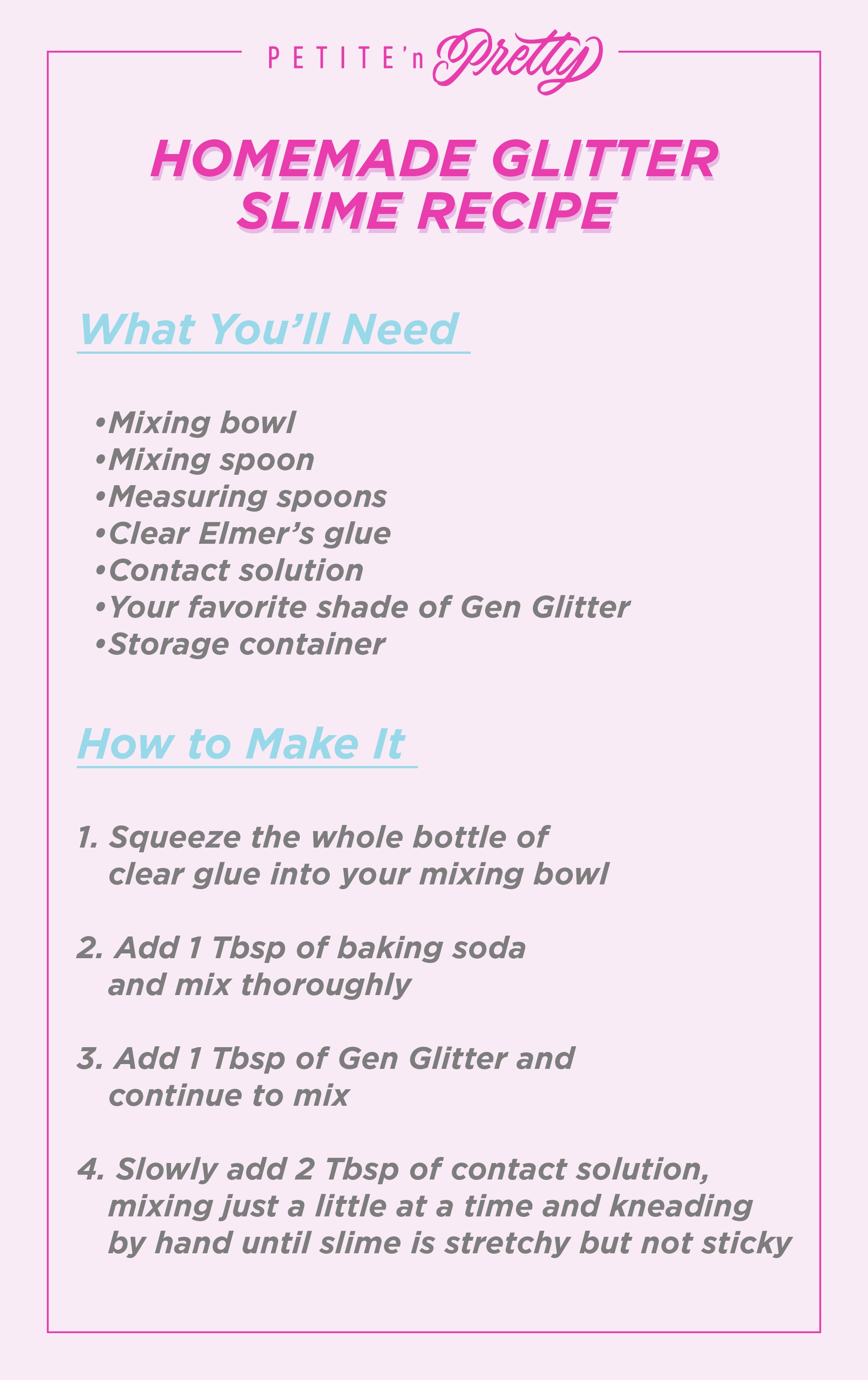 Homemade glitter slime recipe