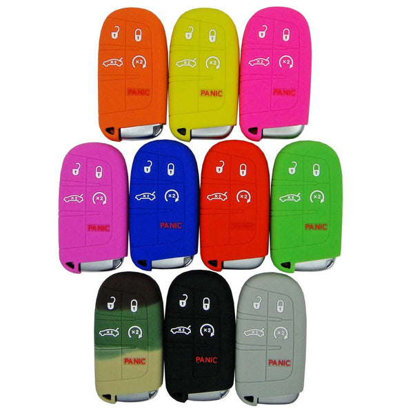 5 button BLUE Silicone Remote Smart Key Fob Case Cover Chrysler Jeep & Dodge 