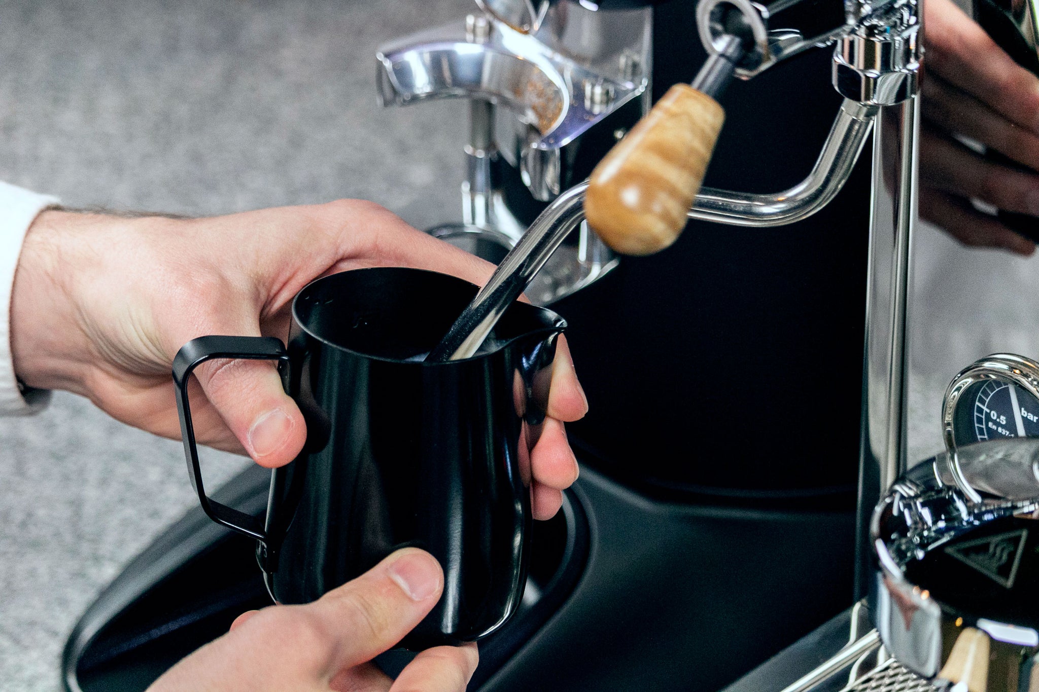 Milk Steaming Pitchers, from Clive Coffee, lifestyle