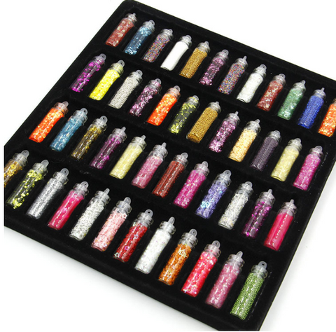 48 design nail glitters flakes epoxy set