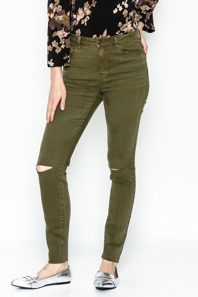 khaki green ripped jeans