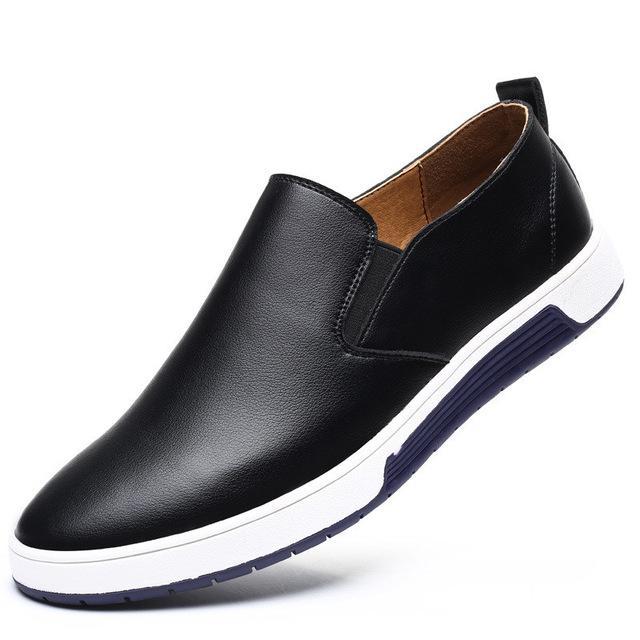 leather casual slip on shoes