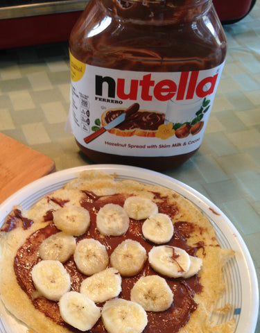 Crepes with banana slices and Nutella