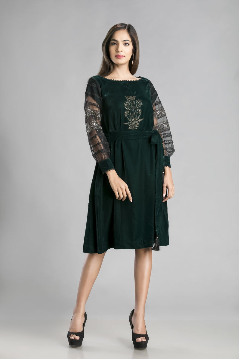 green velvet dress short