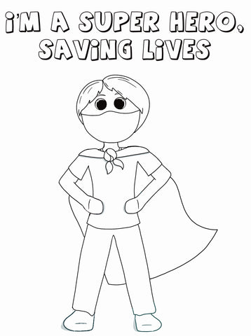 Boy SuperHero with Face Mask Coloring Page