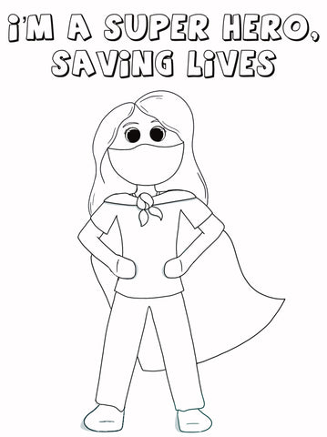 Girl SuperHero with Face Mask Coloring Page