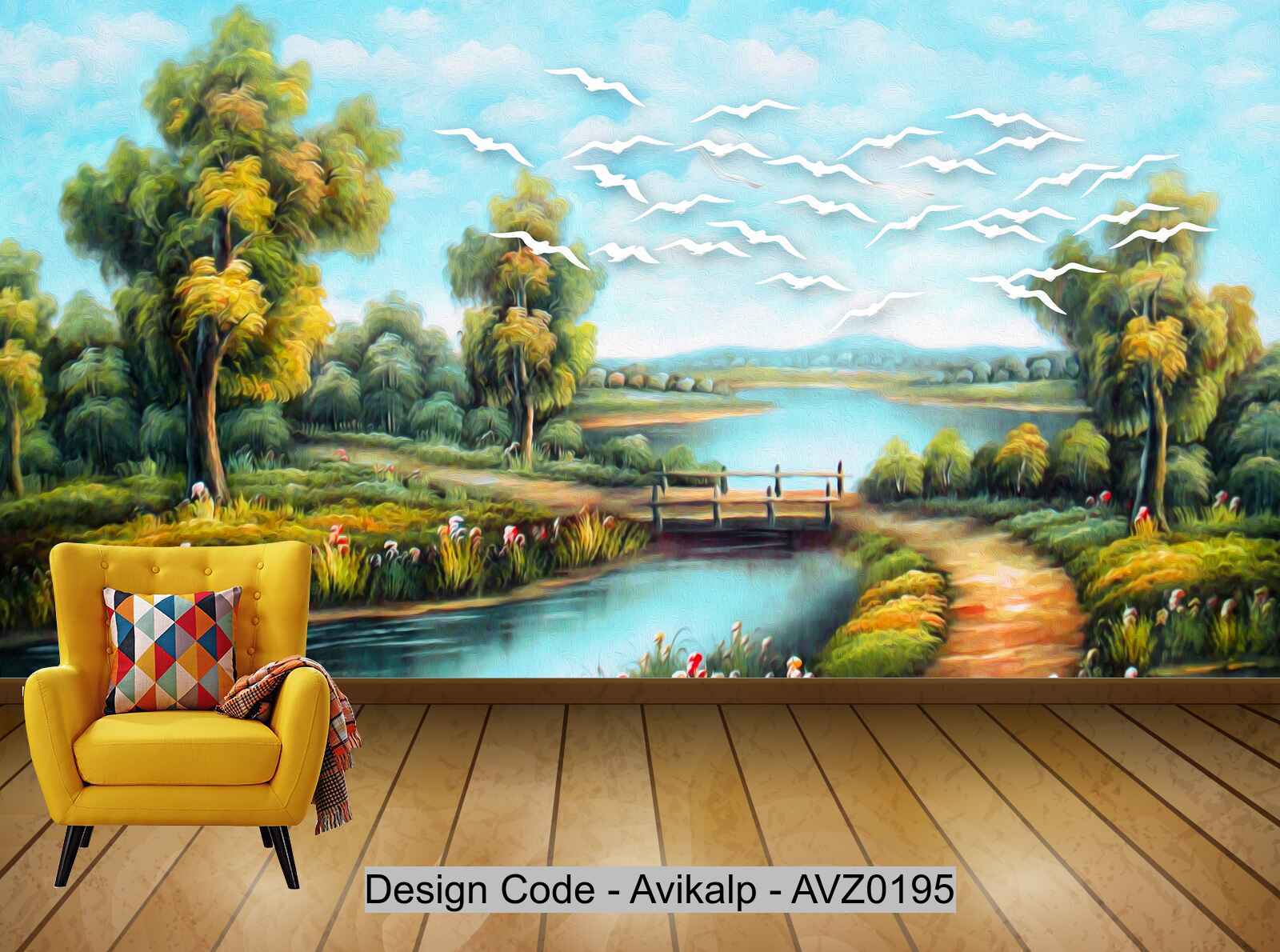 Avikalp Exclusive AVZ0195 Modern Beautiful Landscape Scenery Oil Paint –  Avikalp International - 3D Wallpapers