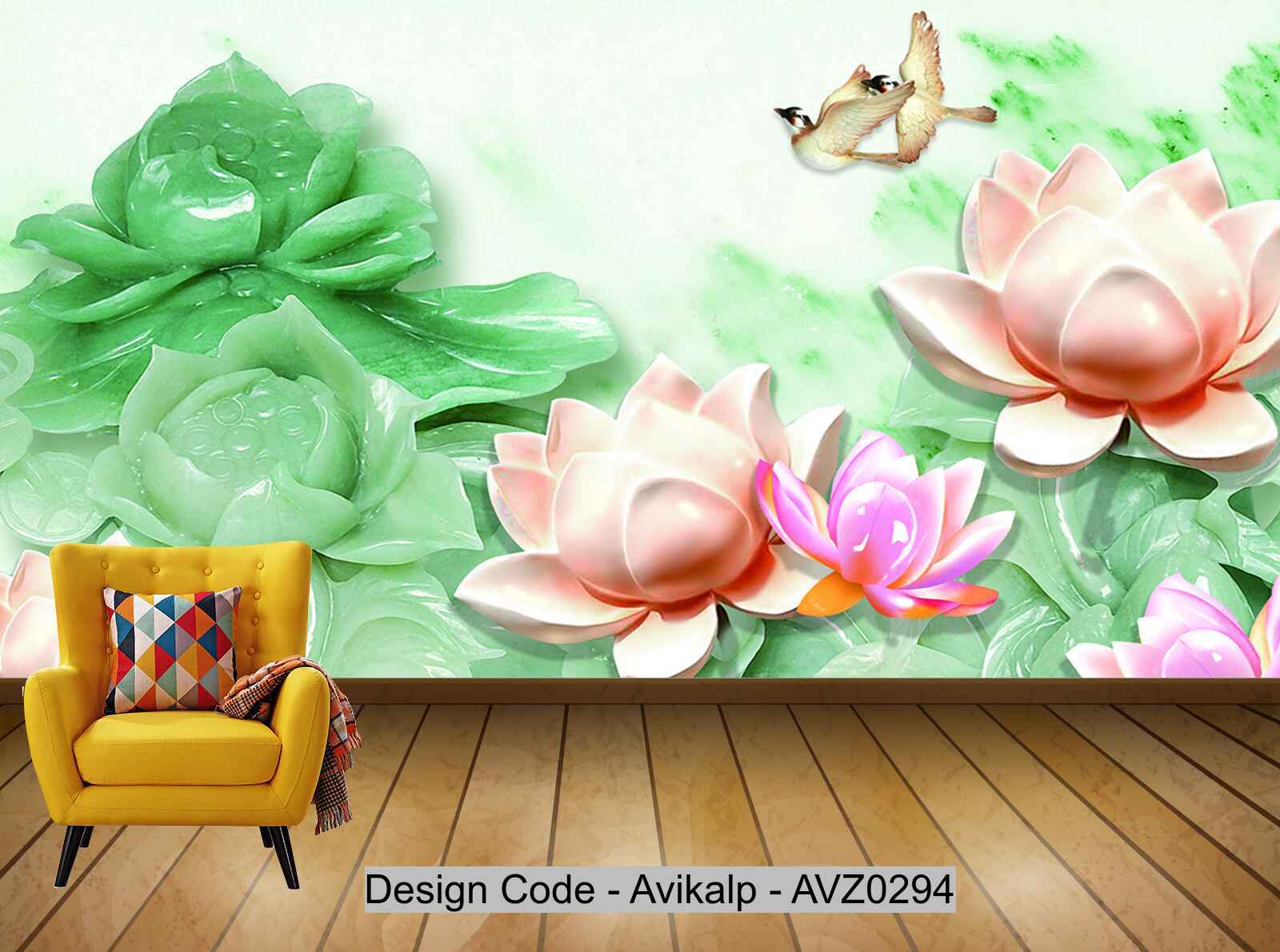 Avikalp Exclusive AVZ0294 3D Embossed Lotus Tv Background HD 3D Wallpa –  Avikalp International - 3D Wallpapers