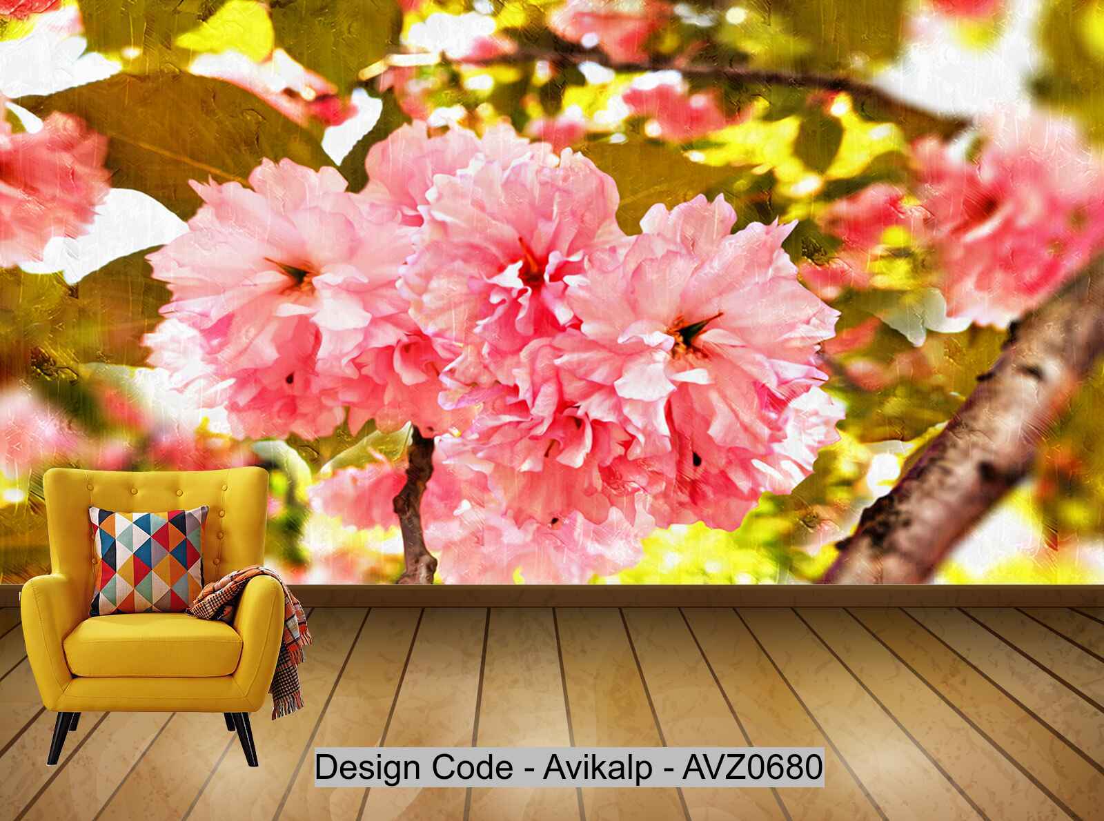 Avikalp Exclusive AVZ0680 Modern Realistic Oil Painting Red Cherry Blo –  Avikalp International - 3D Wallpapers
