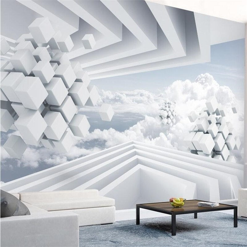 Avikalp Exclusive Awz0295 3d Wallpaper 3d Stereo Photo Mural Creative Abstract Space Blue Sky White Clouds Tv Background Hd 3d Wallpaper