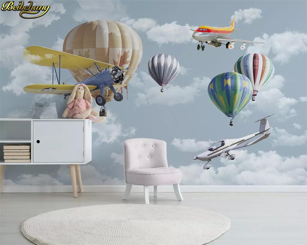 Avikalp Exclusive AWZ0329 3D Wallpaper Nordic Simple Cartoon Airplane –  Avikalp International - 3D Wallpapers