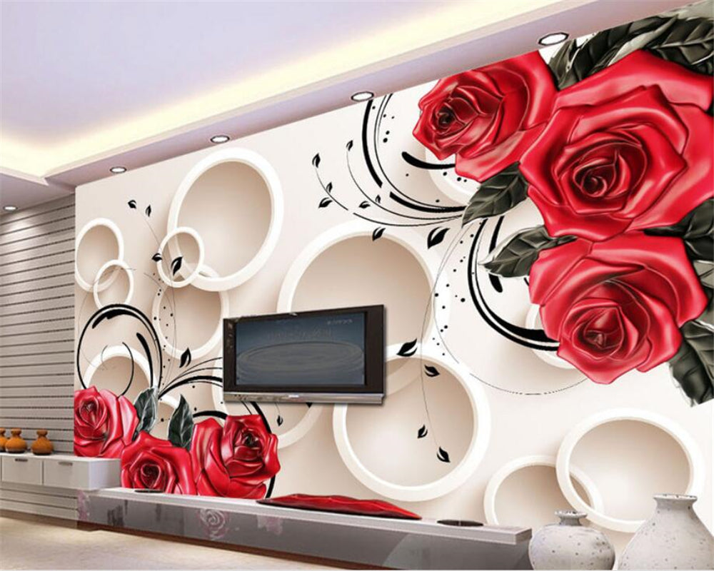 Avikalp Exclusive AWZ0339 3D Wallpaper 3D Red Rose Reliefs Home ...
