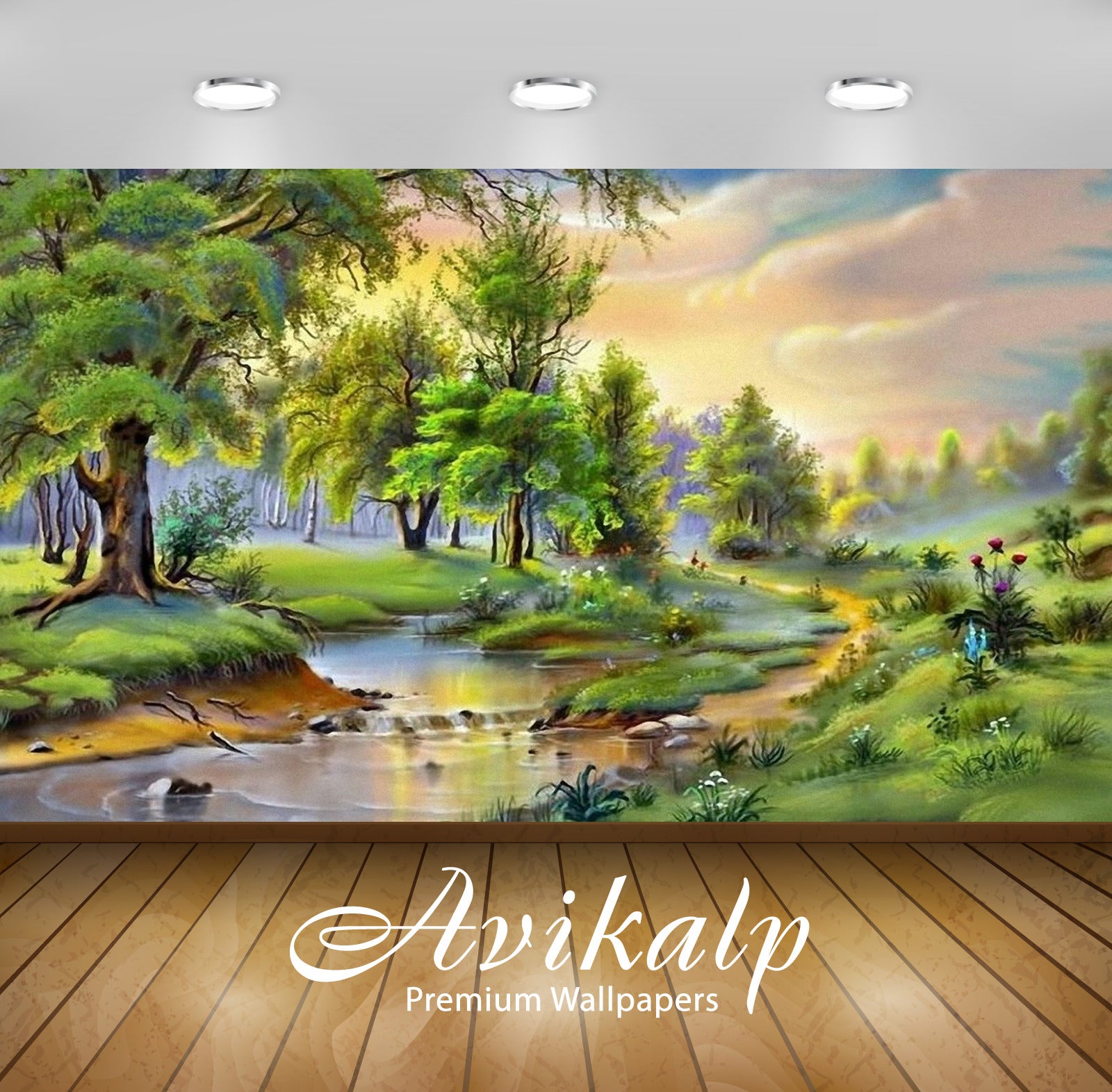 Avikalp Exclusive Awi2220 Download wallpaper Landscape river trees Ful –  Avikalp International - 3D Wallpapers