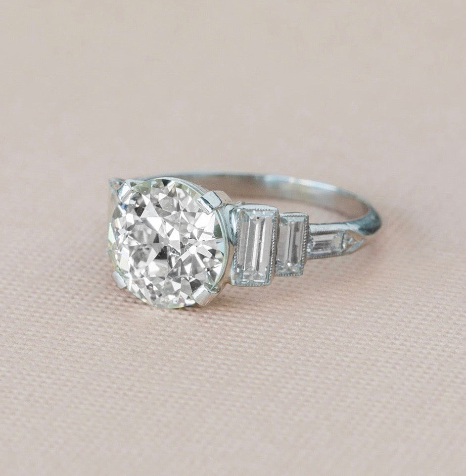 Royal Palm  | Royal Palm is an exquisite platinum and diamond engagement ring showcasing incomparable craftsmanship from the Art Deco era (Circa 1935).