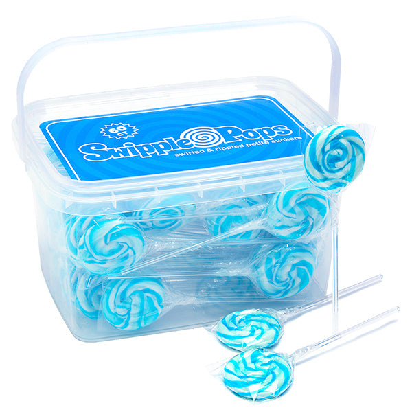 Blue Swirl Lollipops With Clear Plastic Sticks Yumjunkie 7544