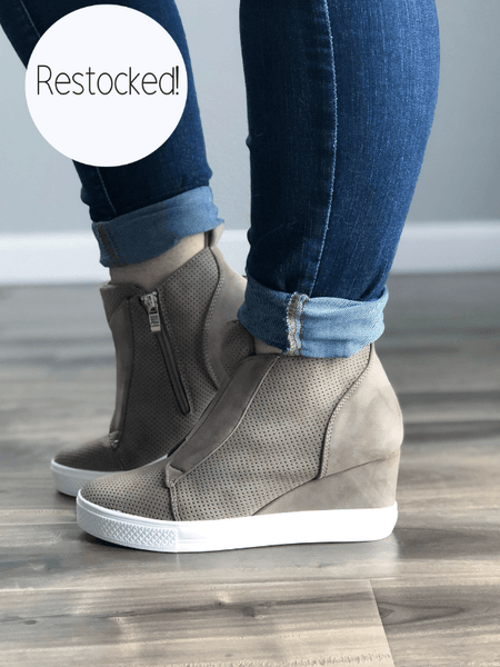 taupe wedge sneakers