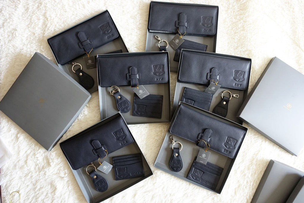 Leather goods with Custom corporate logo debossing