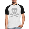 T-shirt Raglan Tête de mort Skull Code Petya - blanc/noir