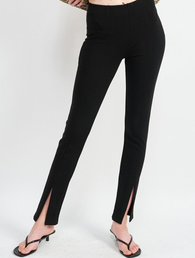 High Waist Knit Pants with Zip Slit, Black – Bliss & Belle Boutique