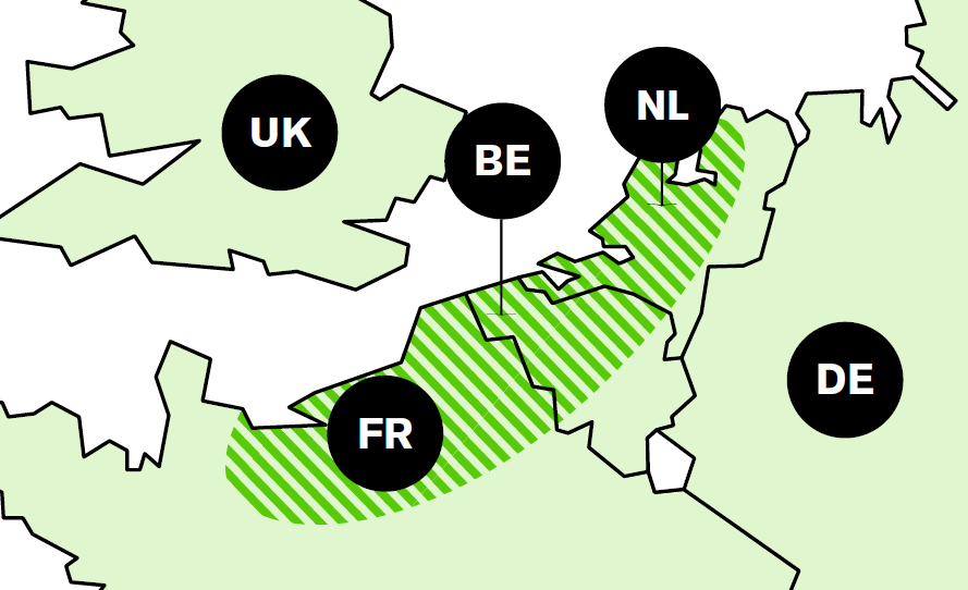 The ideal zone for growing flax in Belgium, France, and Holland