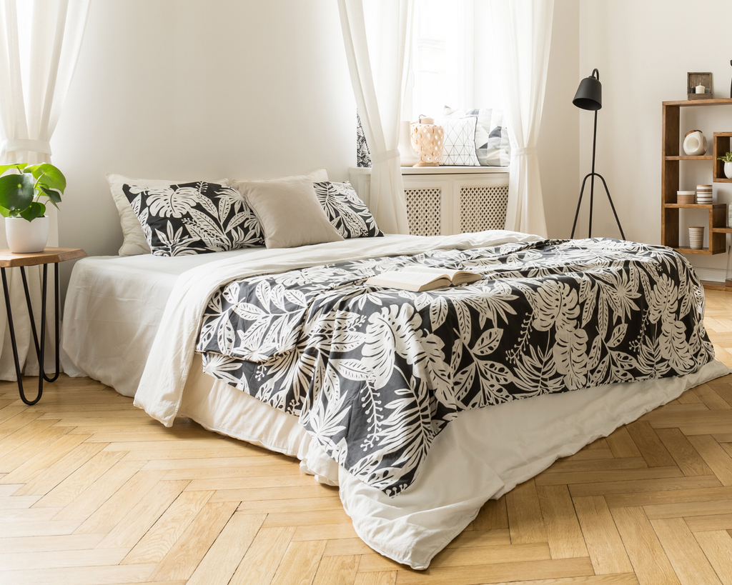 Comforter in Scandinavian bedroom