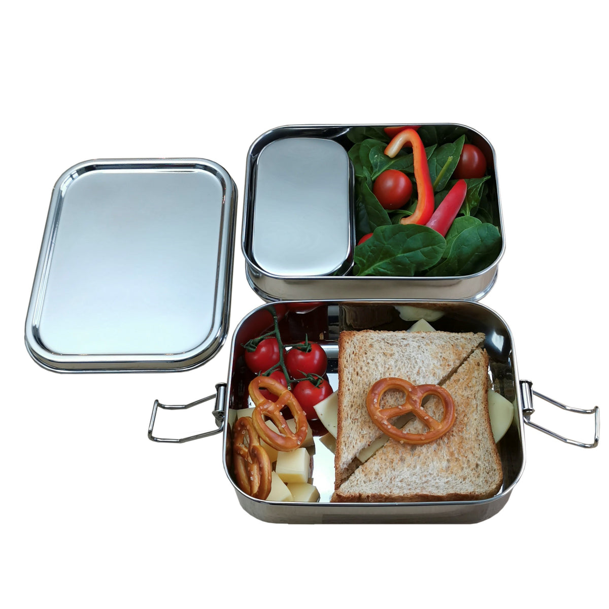 3Größen Bento Lunchbox aus Edelstahl Campingcampnick Lebensmittelbehälter im