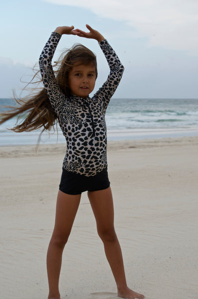 girls leopard swimsuit