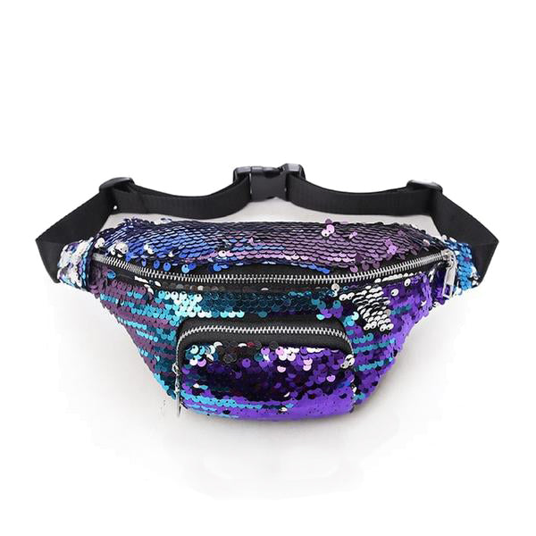 purple sequin fanny pack