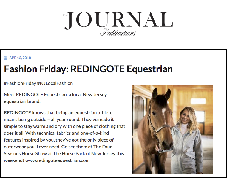 Redingote Equestrian Media Press - The Journal NJ, April 2018