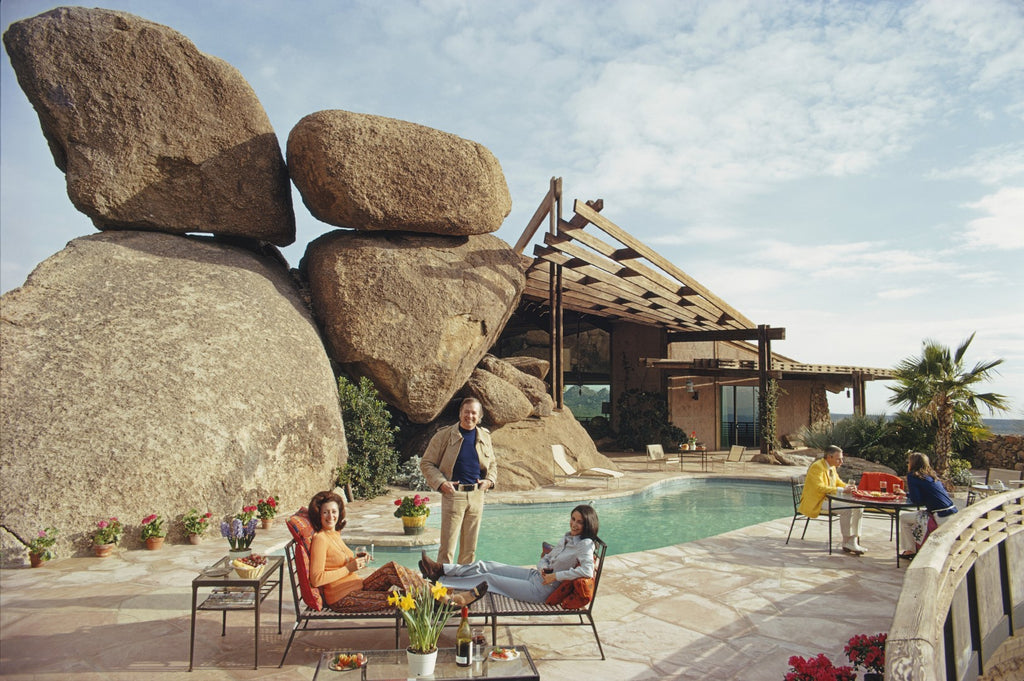 ic: Carl Hovgard's home, Bouldereign in Carefree, Arizona, built around the boulders on a desert site, January 1973.