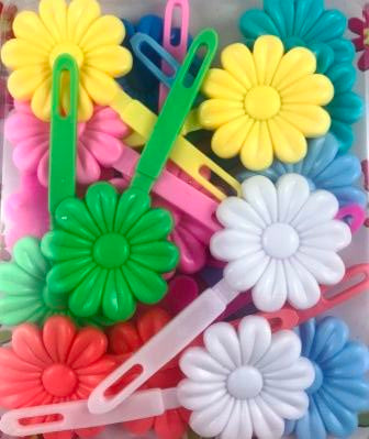 plastic flower barrettes