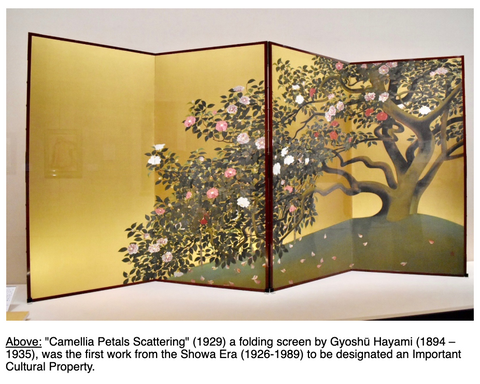 Japanese folding Screen featuring Tsubaki tree