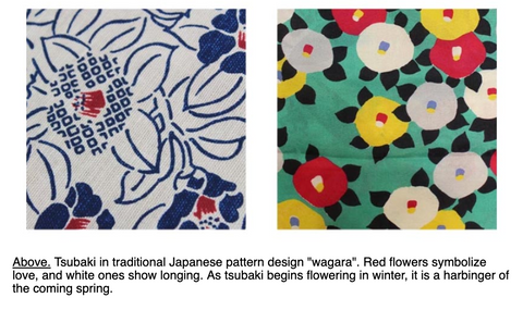 Tsubaki (Camellia japonica) motif in traditional Japanese textile design